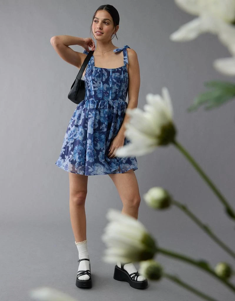 商品AE|AE Corset Tie Strap Floral Mini Dress,价格¥337,第1张图片