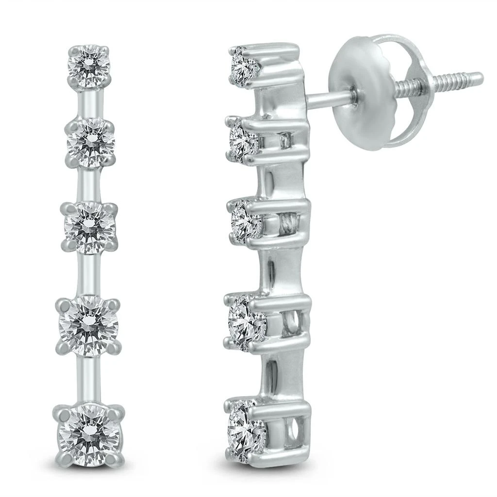 商品Monary|1/2 Carat TW 5 Stone Journey Drop Earrings in 14K White Gold,价格¥3887,第1张图片