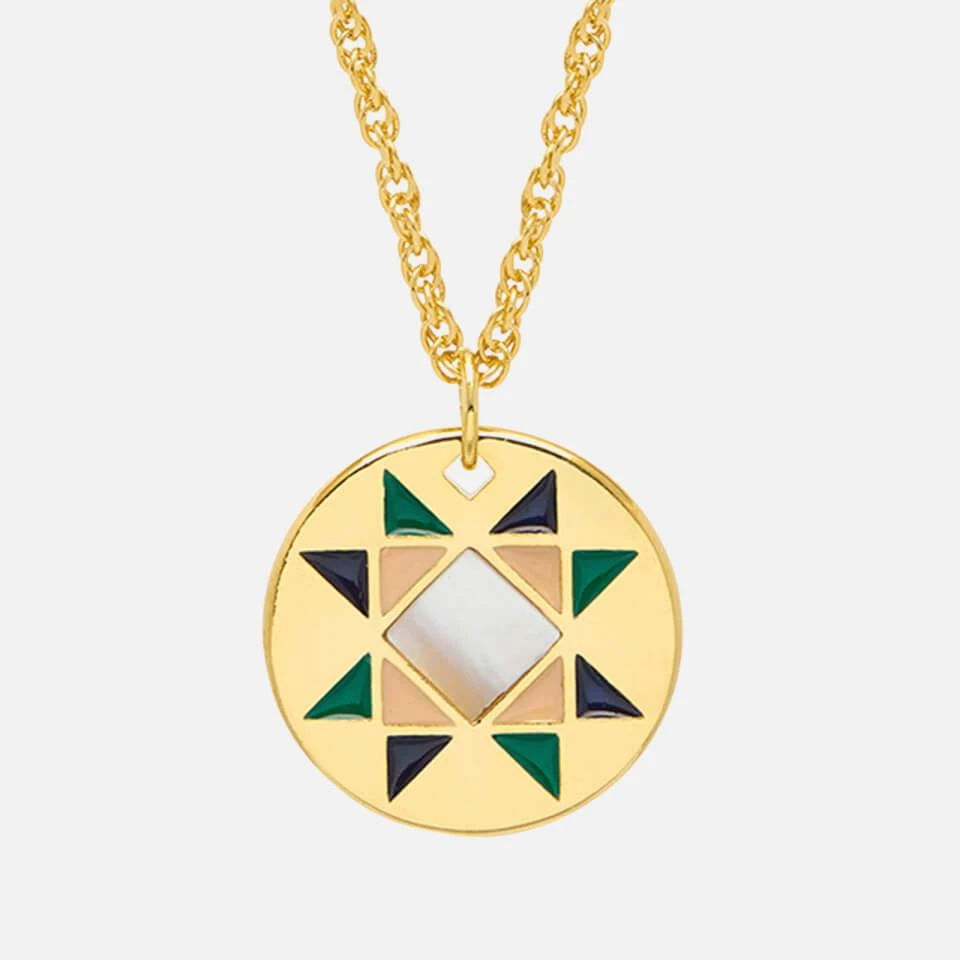 商品ESTELLA BARTLETT|Estella Bartlett Gold-Plated Quilted Pattern Round Pendant,价格¥137,第1张图片