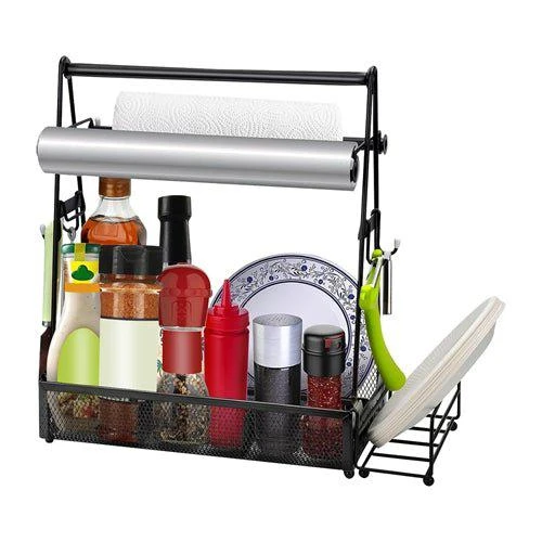 商品Fresh Fab Finds|Utensil Caddy Metal Grill Caddy with Paper Towel Holders Utensil Holder,价格¥383,第1张图片