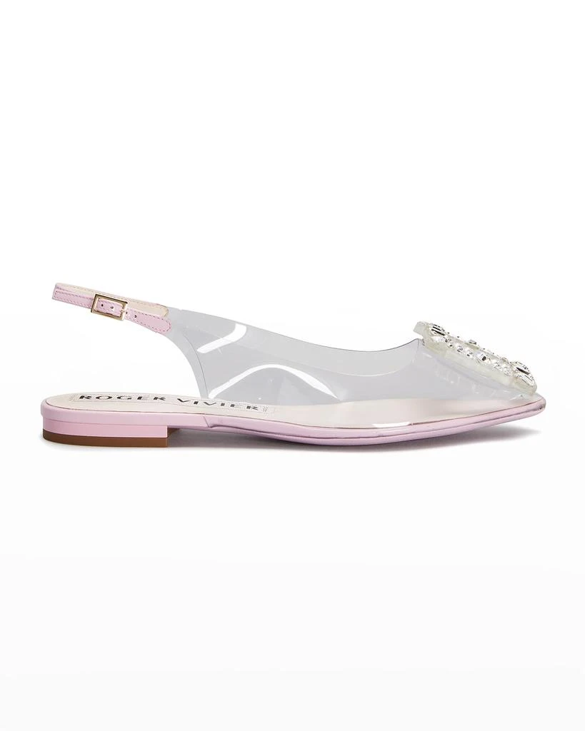 商品Roger Vivier|Gommettine Buckle Slingback Ballerina Flats,价格¥8966,第1张图片