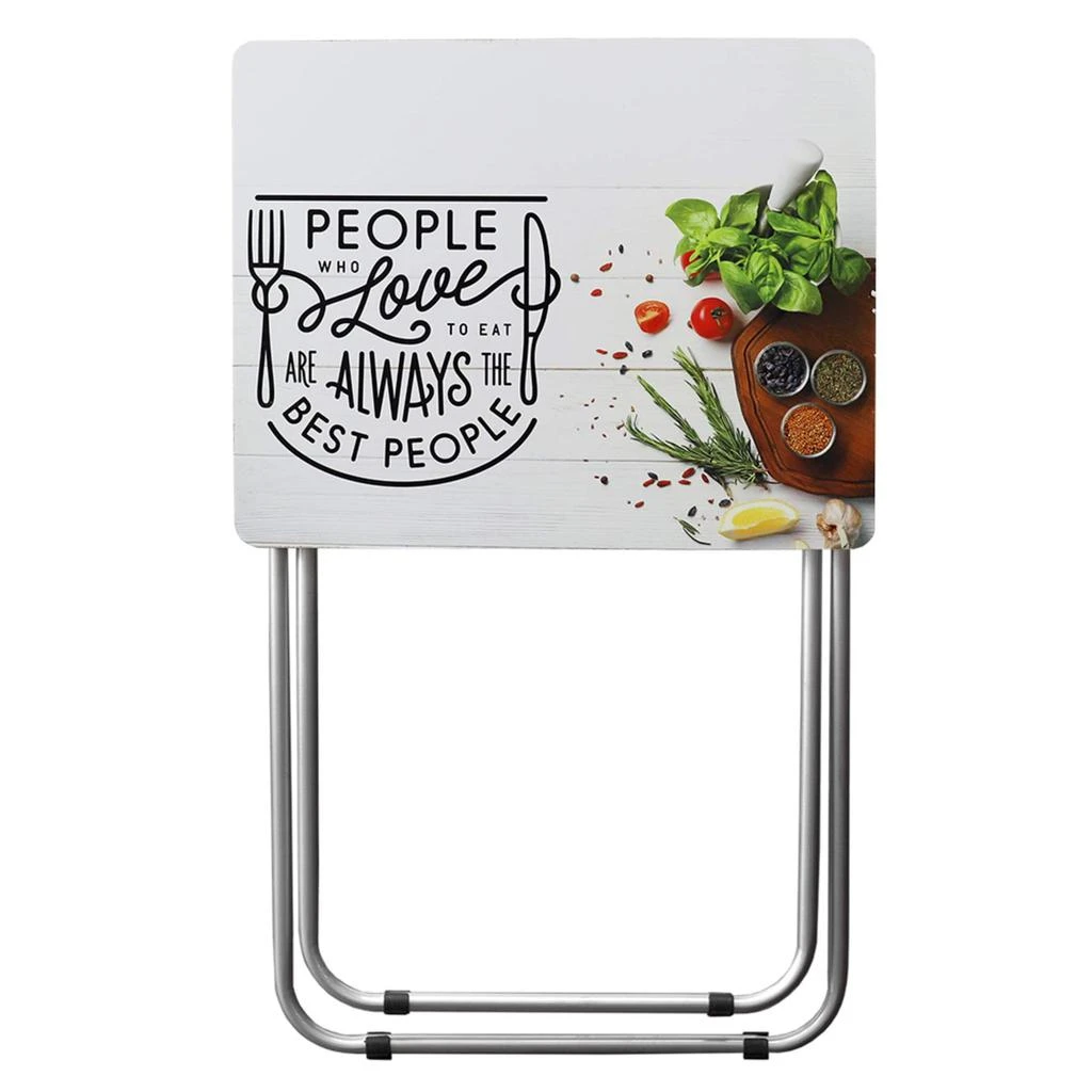 商品Home Basics|Home Basics For the Love of Food Multi-Purpose Foldable TV Tray Table, White,价格¥246,第1张图片