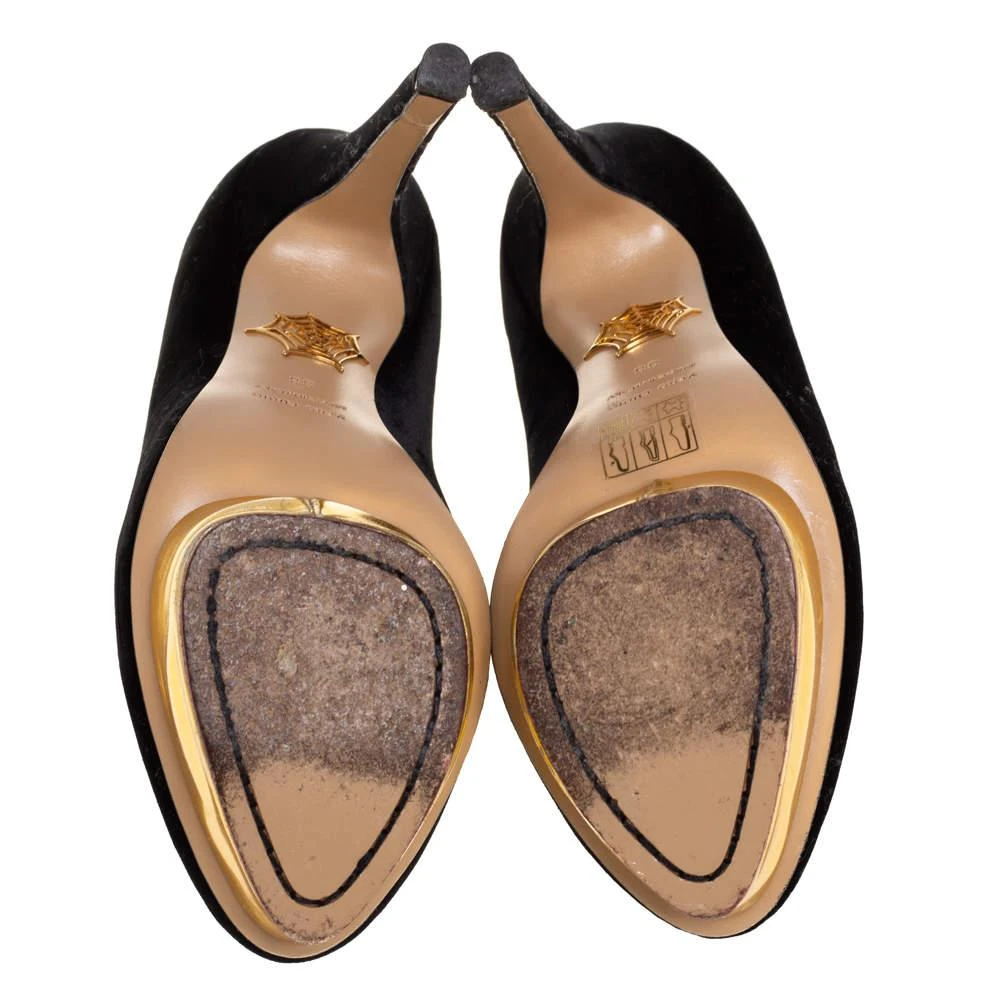Charlotte Olympia Black Velvet Dolly Pumps Size 38 商品