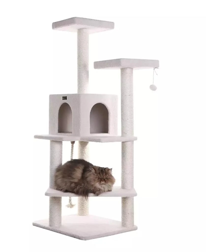 商品Macy's|57" High Real Wood Cat Tree, Fleece Covered Cat Climber,价格¥1642,第1张图片