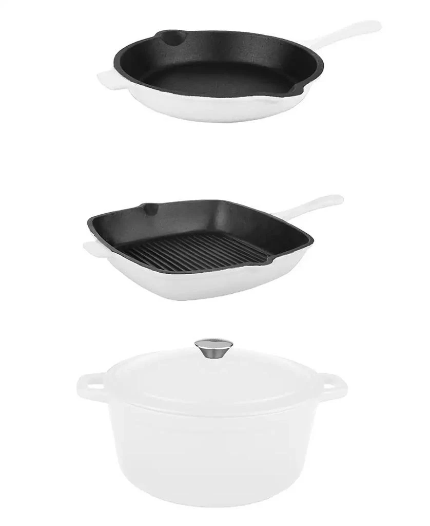 商品BergHOFF|Neo 4pc Cast Iron Cookware Set, Grill Pan, Fry Pan & Oval Dutch Oven,价格¥2073,第1张图片