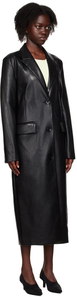 Black Zoie Faux-Leather Coat商品第2张图片规格展示