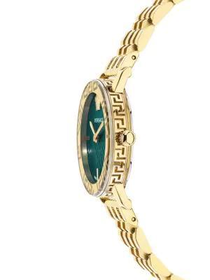 商品Versace|Greca Glass 32MM Goldtone Stainless Steel Bracelet Watch,价格¥4960,第4张图片详细描述