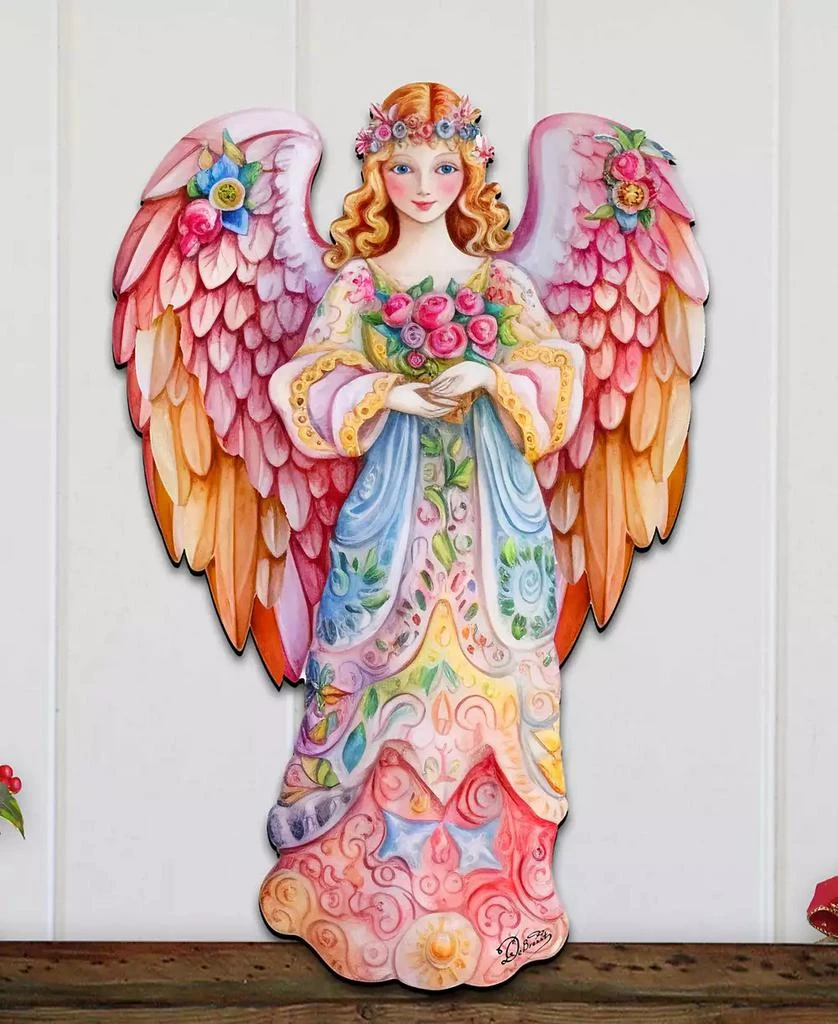 商品Designocracy|Floral Angel Christmas Door Decor Wooden Wall Decor G. DeBrekht,价格¥989,第4张图片详细描述