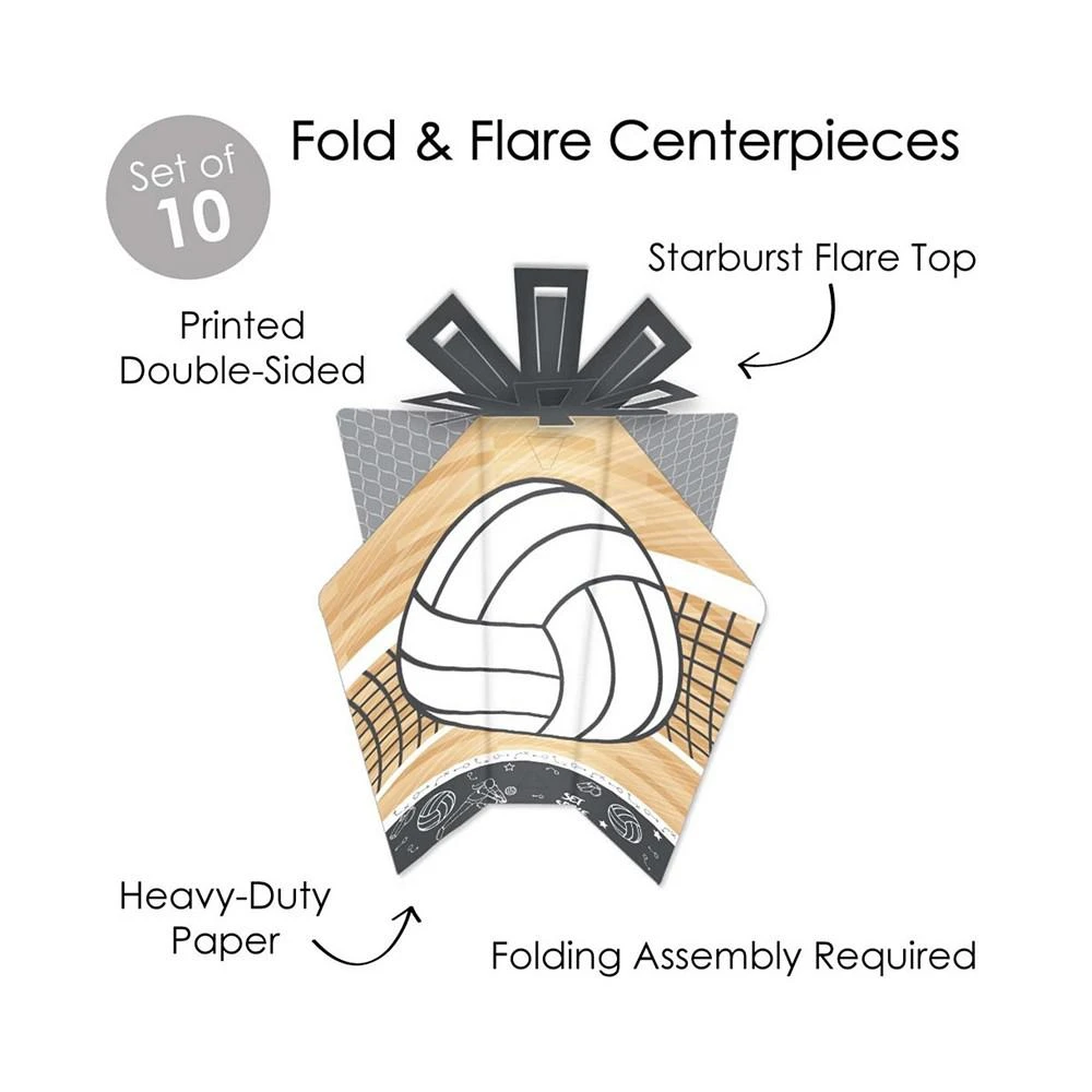 商品Big Dot of Happiness|Bump, Set, Spike - Volleyball - Table Decor - Fold & Flare Centerpieces - 10 Ct,价格¥142,第3张图片详细描述