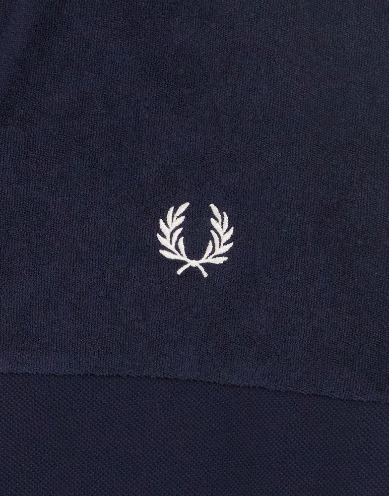 Fred Perry towelling panel polo shirt in navy商品第3张图片规格展示