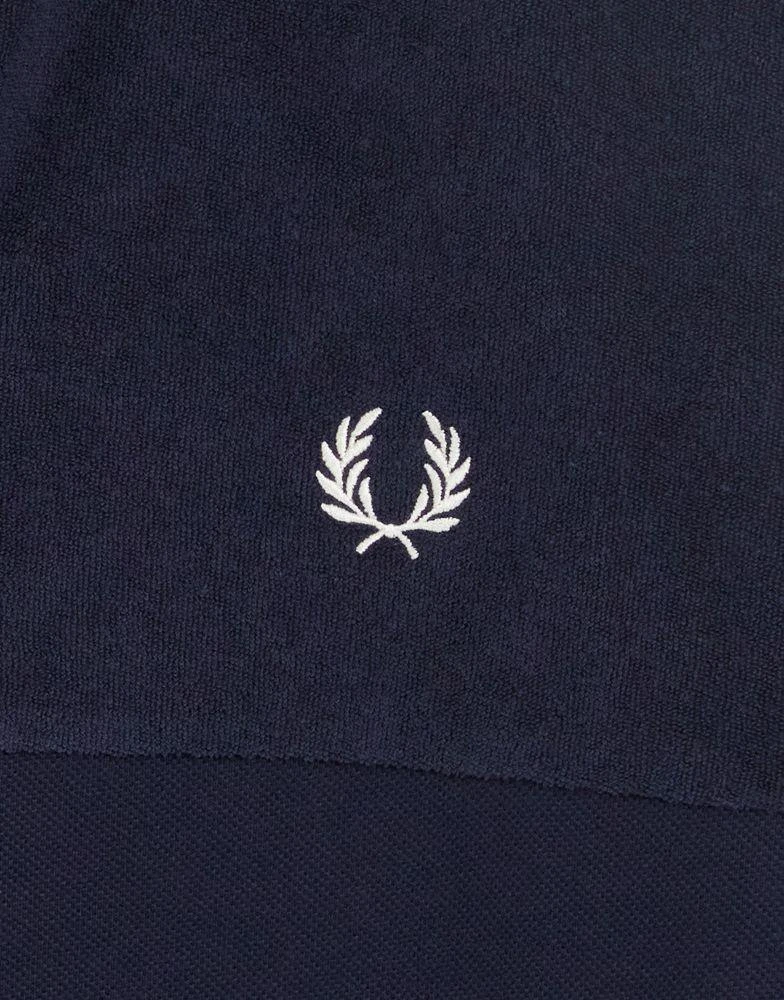 商品Fred Perry|Fred Perry towelling panel polo shirt in navy,价格¥588,第3张图片详细描述