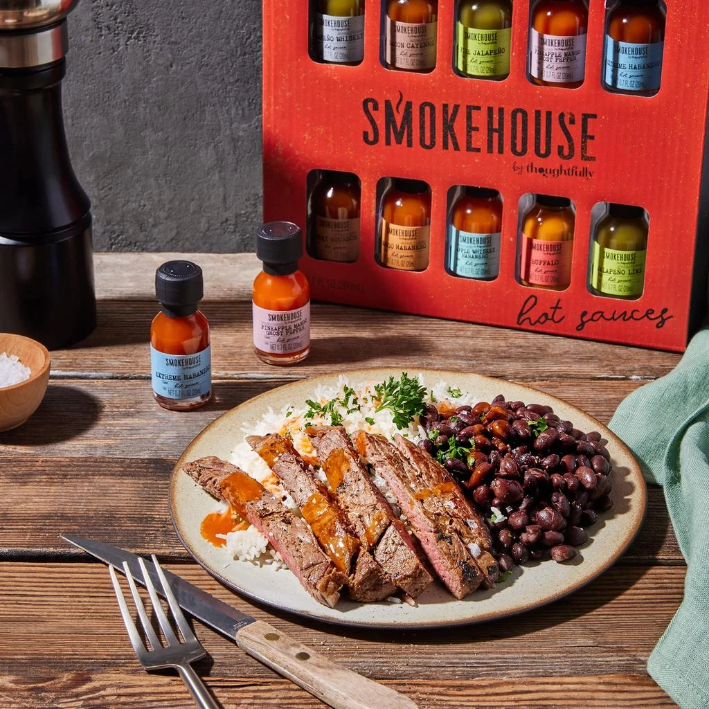 商品Thoughtfully|Smokehouse by , Hot Sauce Gift Set, Variety of Natural Flavors, Set of 10,价格¥239,第3张图片详细描述