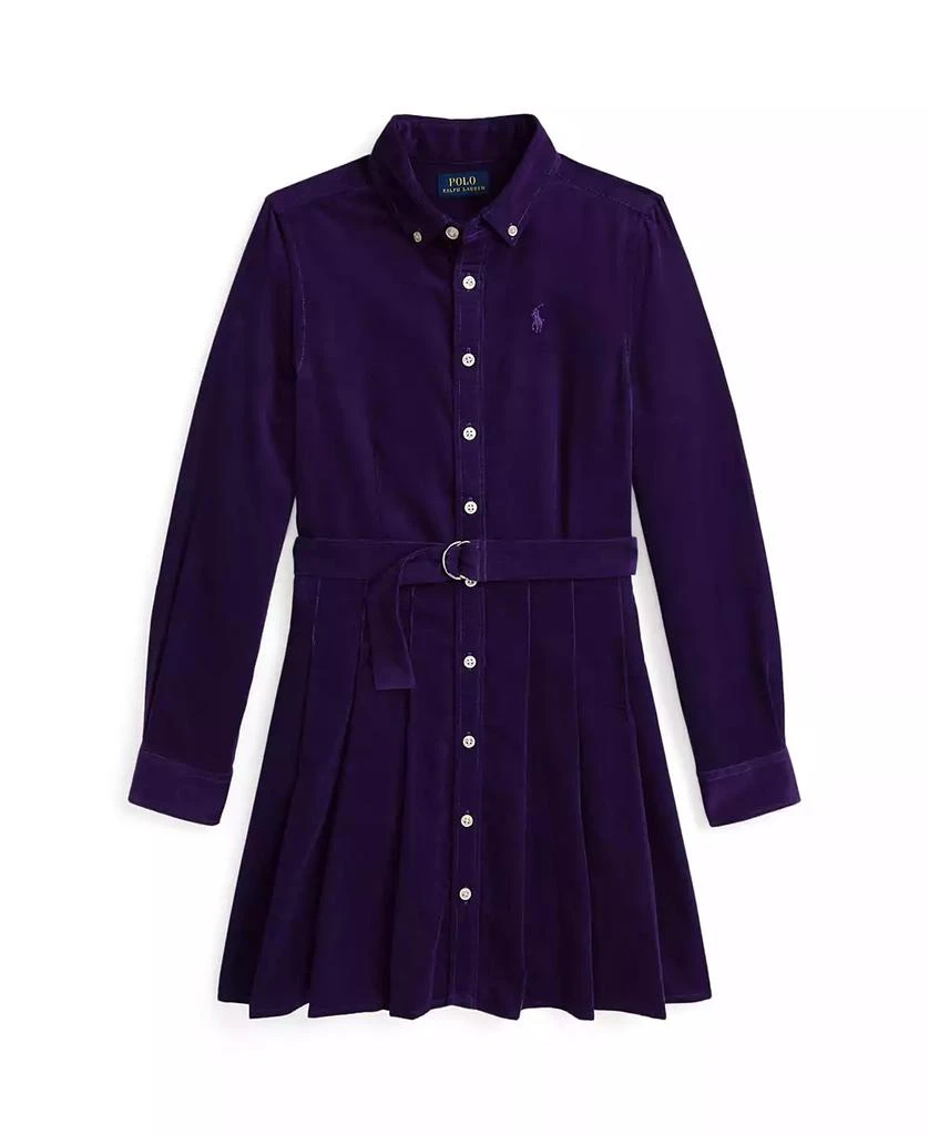 商品Ralph Lauren|Big Girls Belted Pleated Corduroy Shirtdress,价格¥456,第1张图片