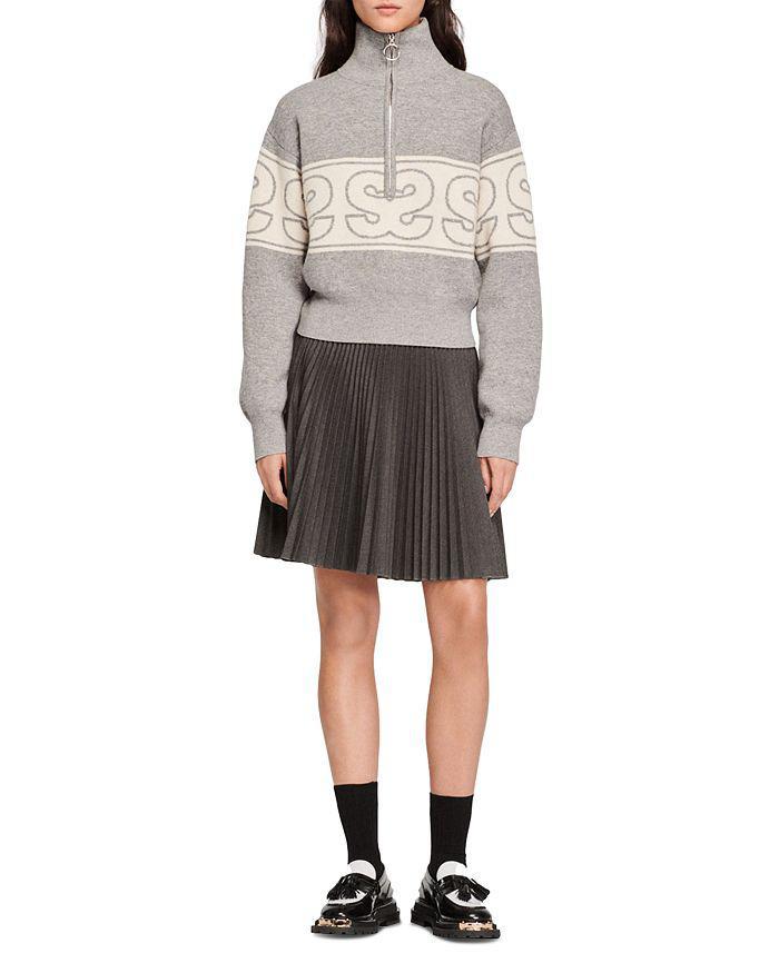 商品Sandro|Leroy Double S Front Zip Sweater,价格¥2623,第4张图片详细描述
