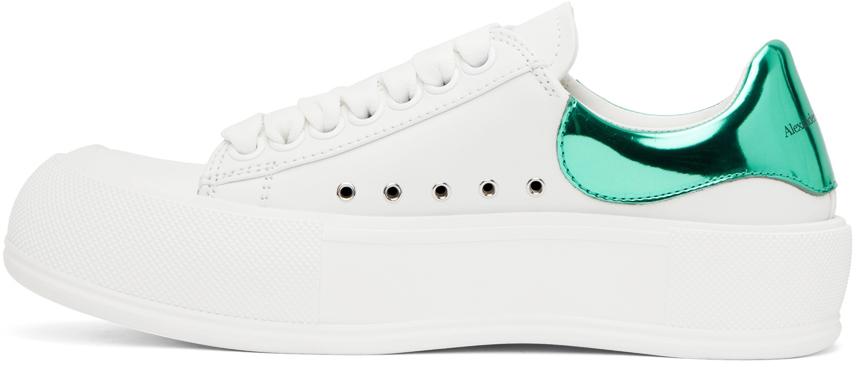 White & Green Deck Plimsoll Sneakers商品第3张图片规格展示