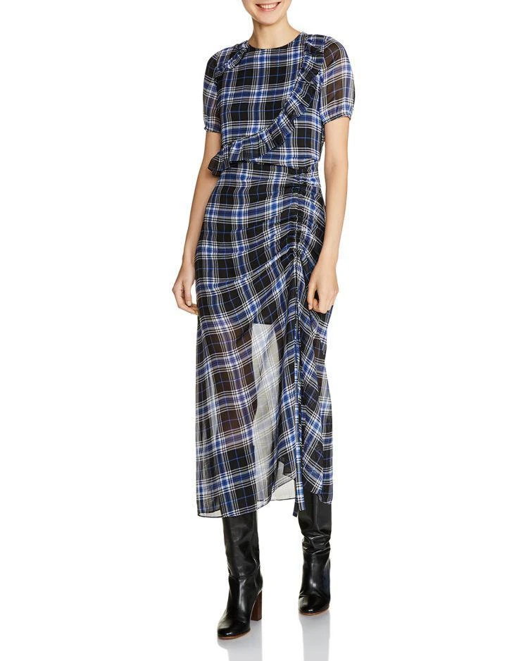 商品Maje|Rancha Ruffled Ruched Midi Dress,价格¥1740,第1张图片