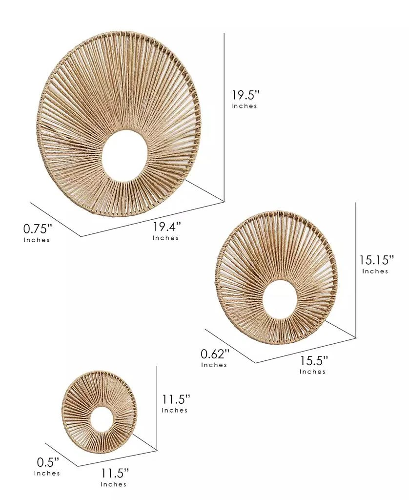 商品American Art Decor|Woven Paper Rope Wall Decor, Set of 3,价格¥454,第5张图片详细描述