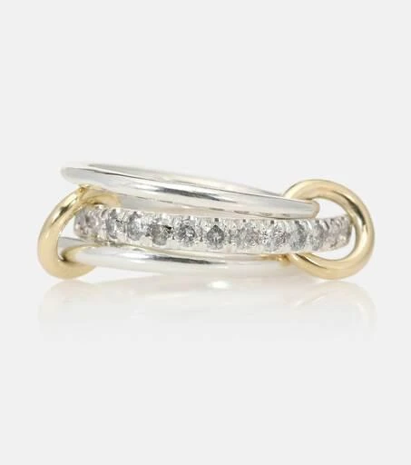 商品Spinelli Kilcollin|Petunia sterling silver and 18kt gold linked rings with diamonds,价格¥25202,第1张图片