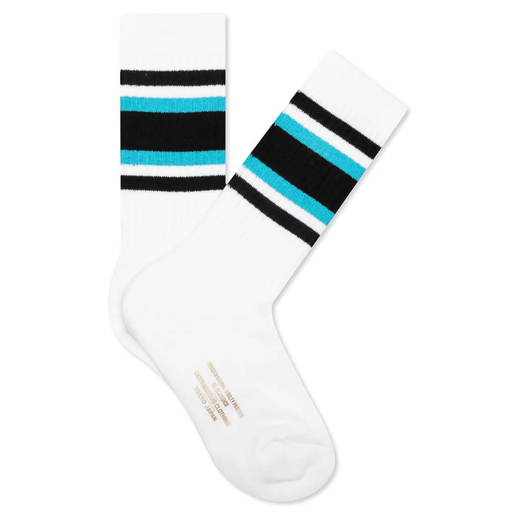 商品Wacko Maria|Wacko Maria Skater Socks Type-1 - White/Sax,价格¥229,第1张图片