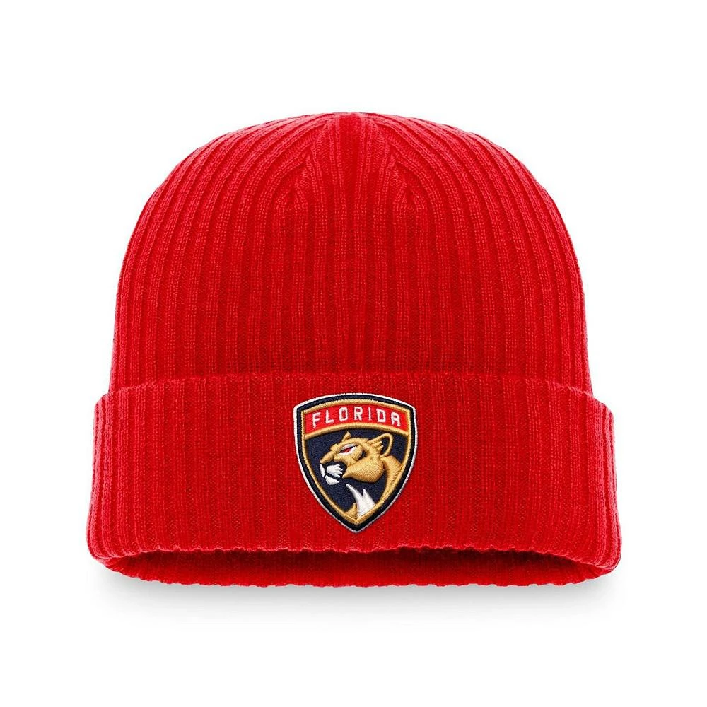 商品Fanatics|Men's Branded Red Florida Panthers Core Primary Logo Cuffed Knit Hat,价格¥137,第1张图片