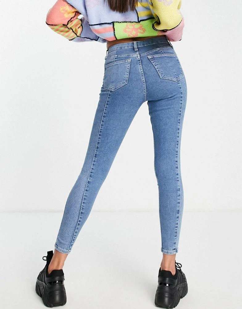 商品Topshop|Topshop panelled Jamie jeans in mid blue,价格¥313,第2张图片详细描述