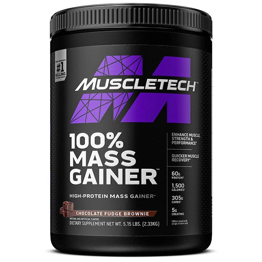 商品MuscleTech|100% Mass Gainer, Whey Protein Powder + Creatine Chocolate,价格¥278,第1张图片