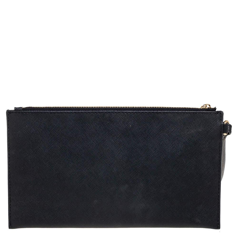 MICHAEL Michael Kors Black Leather Jet Set Wristlet Pochette商品第4张图片规格展示