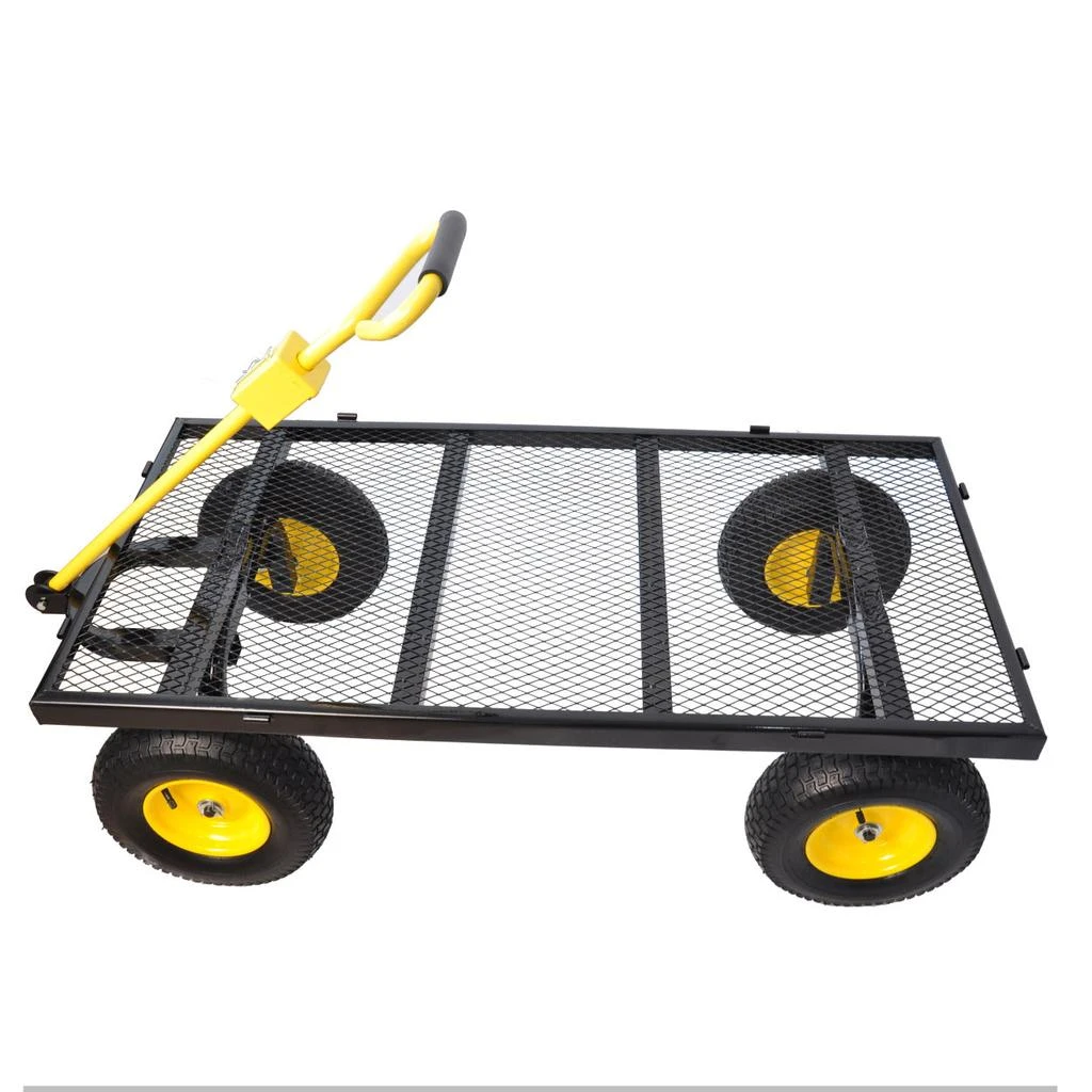 商品Simplie Fun|TC1861BK-YL Wagon Cart Garden cart trucks make it easier to transport firewood Yellow+Black,价格¥2463,第4张图片详细描述
