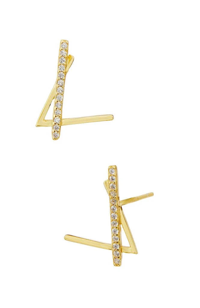 商品Savvy Cie Jewels|18K Over Sterling Linear Stud Earrings,价格¥233,第1张图片