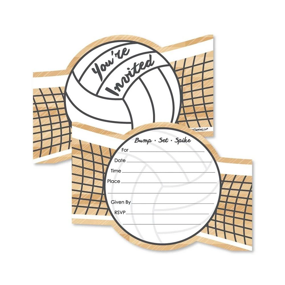 商品Big Dot of Happiness|Bump, Set, Spike - Volleyball - Shaped Fill-in Invitations with Envelopes 12 Ct,价格¥127,第1张图片