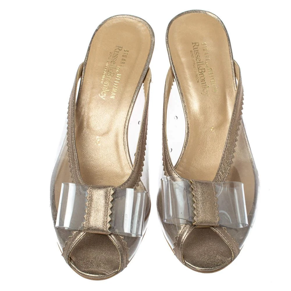 商品[二手商品] Stuart Weitzman|Stuart Weitzman Gold and Clear PVC Mules Size 36.5,价格¥824,第3张图片详细描述