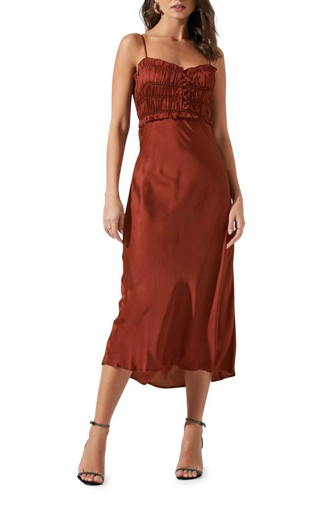 商品ASTR|Zola Shirred Satin Midi Dress,价格¥343,第1张图片