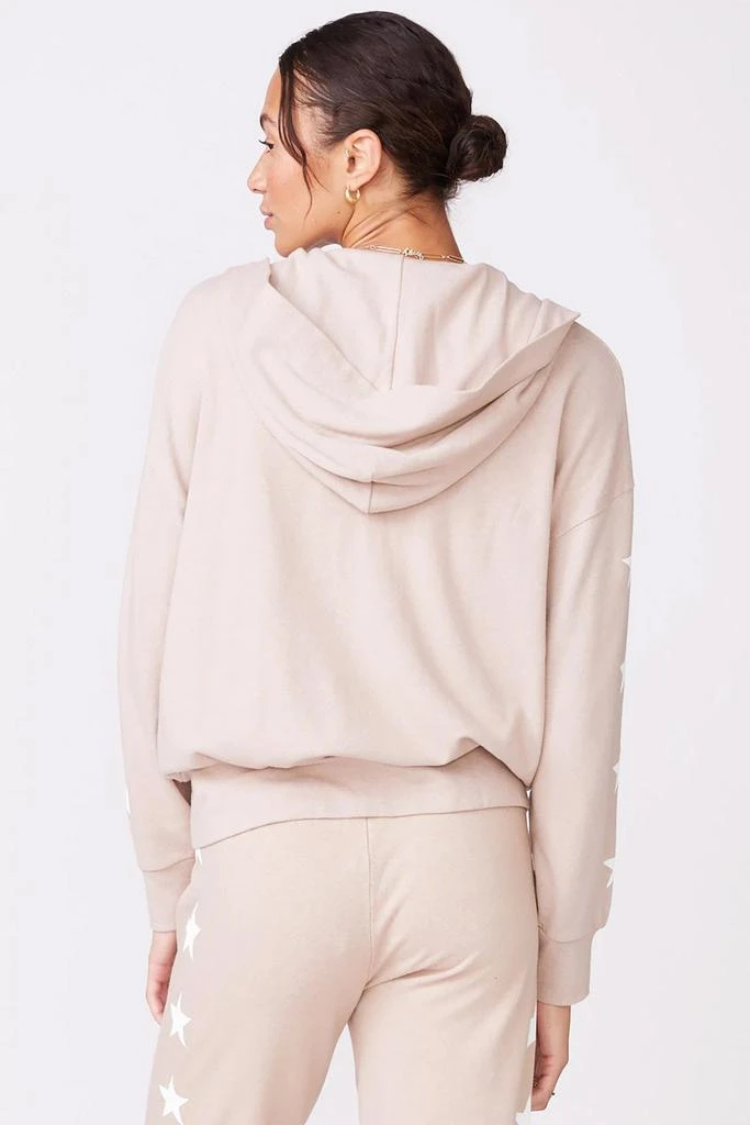商品Monrow|Granite Thermal Boxy Zip Up Hoody With Printed Stars - Taupe,价格¥496,第3张图片详细描述