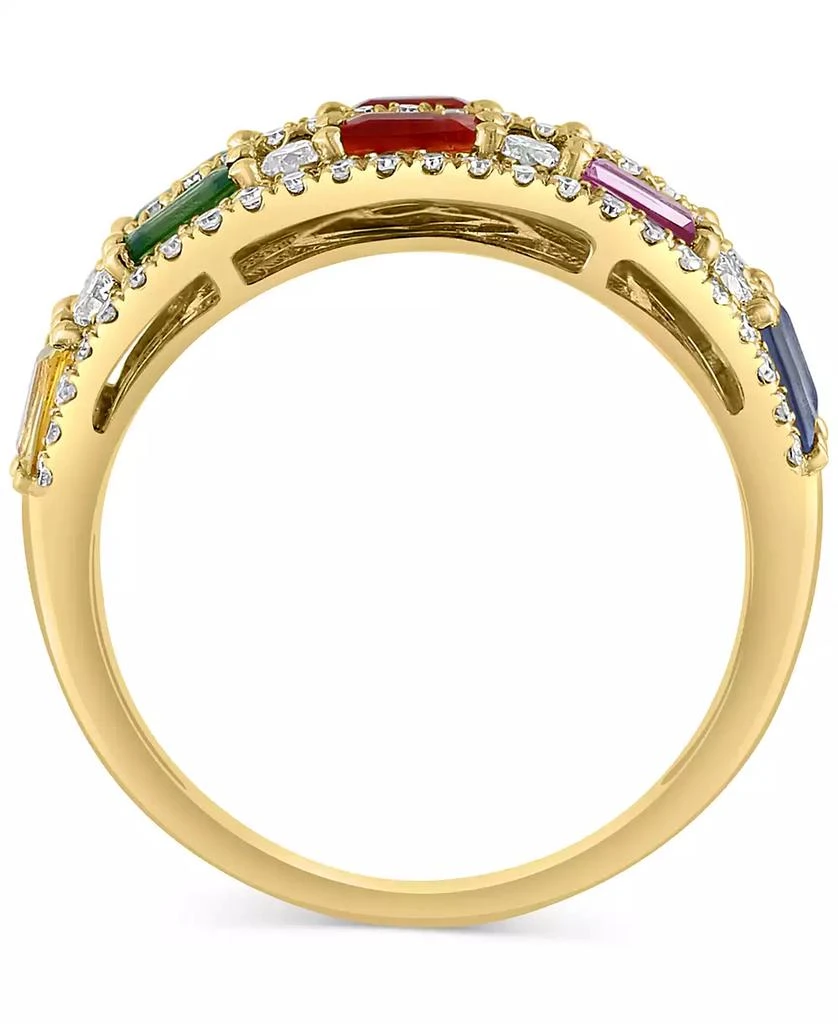 商品Effy|EFFY® Multi-Gemstone (7/8 ct. t.w.) & Diamond (5/8 ct. t.w.) Double Row Statement Ring in 14k Gold,价格¥8378,第4张图片详细描述