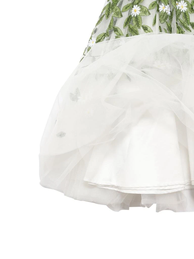 商品MONNALISA|Flowers Embroidered Tulle Dress,价格¥3199,第4张图片详细描述