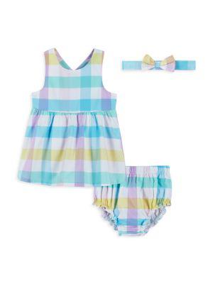 Baby Girl’s 3-Piece Check Dress, Bloomers & Headband Set商品第1张图片规格展示