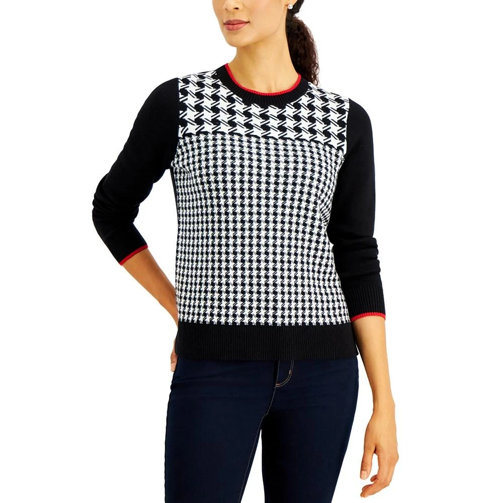 商品Charter Club|Petite Houndstooth Sweater, Created for Macy's,价格¥129,第1张图片