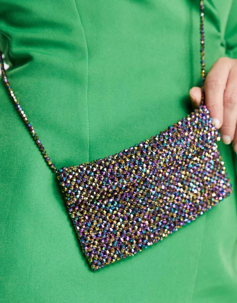 商品ASOS|ASOS DESIGN beaded mini crossbody bag in multi colour,价格¥109,第2张图片详细描述