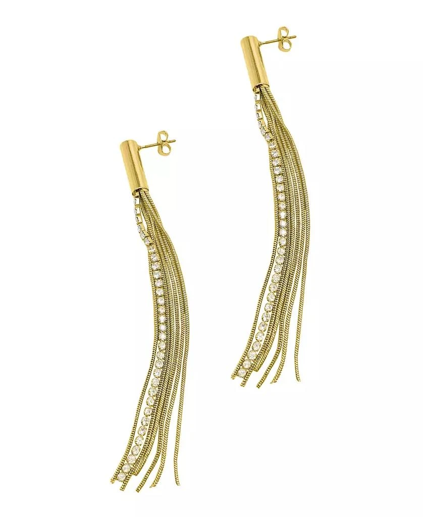 商品ADORNIA|14K Gold-Tone Plated Fringe Chain and Crystal Tassel Earrings,价格¥207,第1张图片