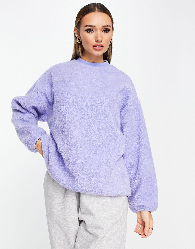 ASOS DESIGN borg fleece sweatshirt in lilac商品第1张图片规格展示