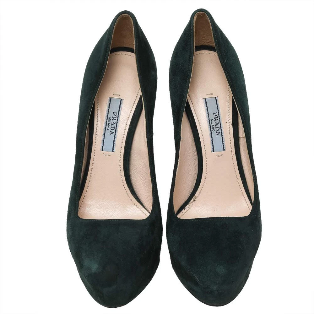 商品[二手商品] Prada|Prada Green Suede Platform Pumps Size 36,价格¥852,第3张图片详细描述