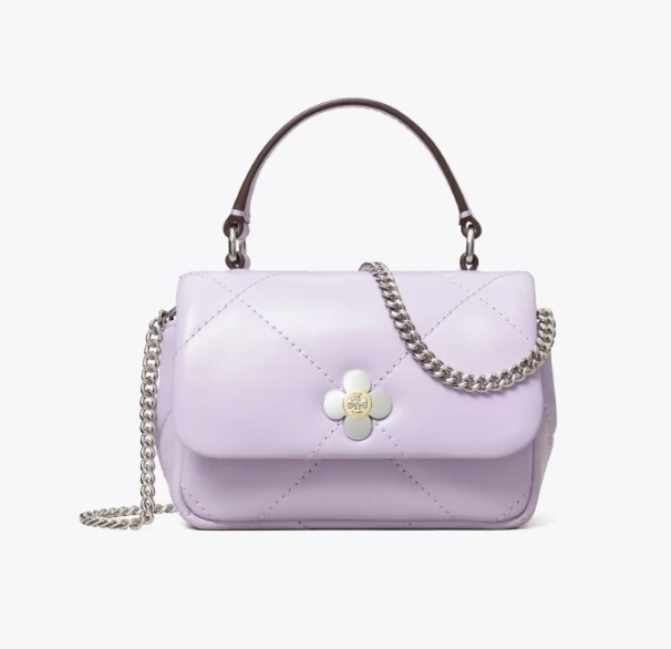 商品Tory Burch|汤丽柏琦 女Kira 菱格纹绗缝四叶草迷你手提链条单肩斜挎包（香港仓发货）,价格¥2049,第1张图片