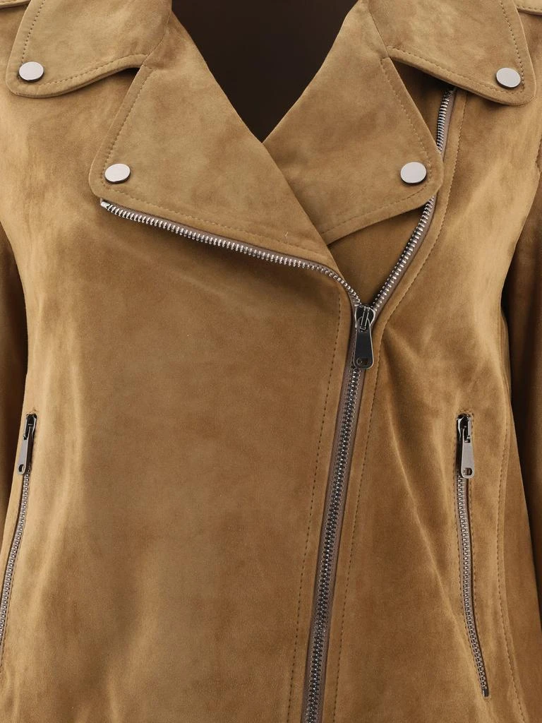 商品Brunello Cucinelli|Suede Biker Jacket With Monili Jackets Brown,价格¥26148,第3张图片详细描述