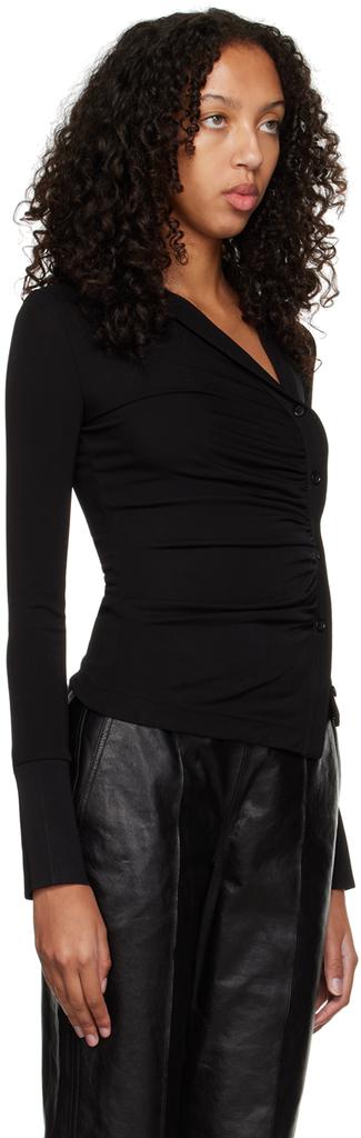 Black Ruched Asymmetric Shirt商品第4张图片规格展示