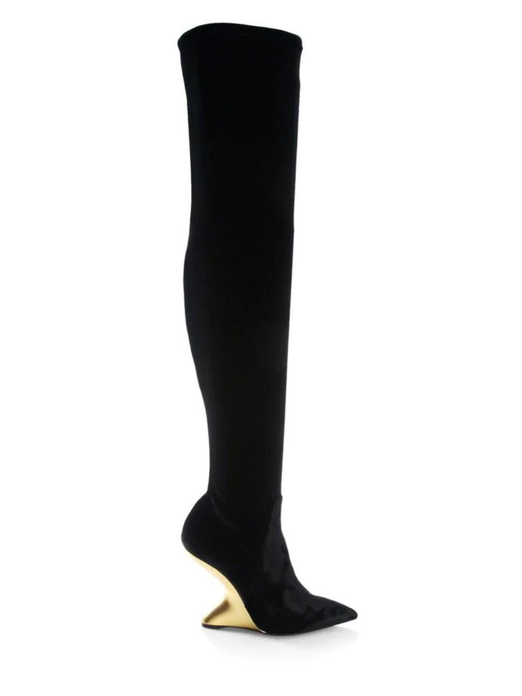 商品Salvatore Ferragamo|Salvatore Ferragamo - Collodiv Velvet Over-The-Knee Boots,价格¥5066,第4张图片详细描述