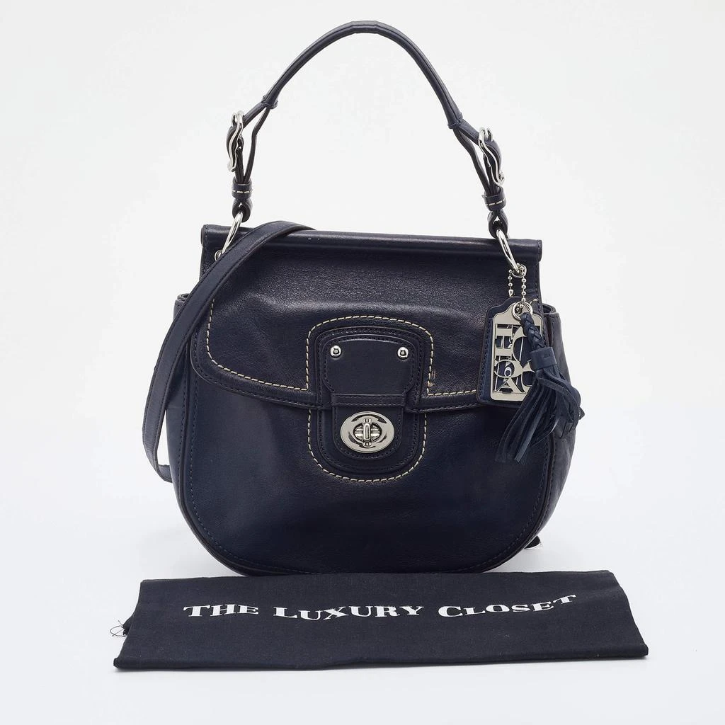 Coach Navy Blue Leather Willis Saddle Crossbody Bag 商品