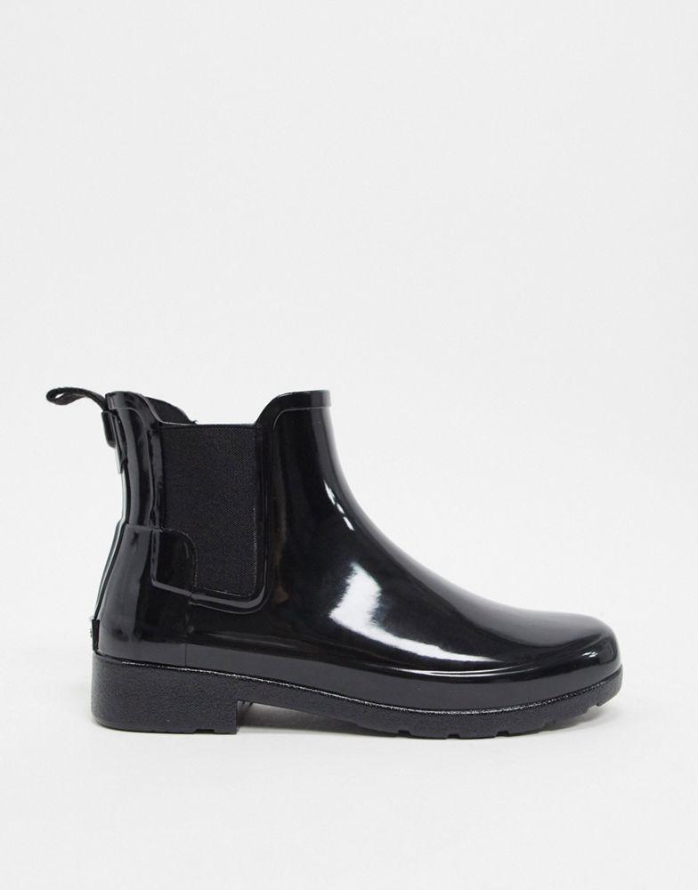 Hunter Original Refined chelsea wellington boots in black gloss商品第2张图片规格展示