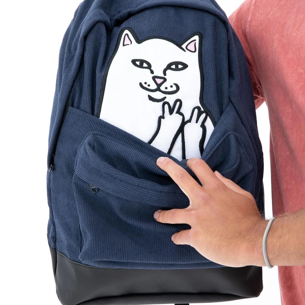 商品RIPNDIP|Lord Nermal Velcro Hands Corduroy Backpack (Navy),价格¥533,第4张图片详细描述