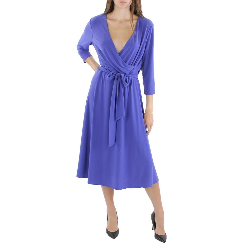 商品Ralph Lauren|Lauren Ralph Lauren Womens Jersey Mid Calf Wrap Dress,价格¥255,第1张图片