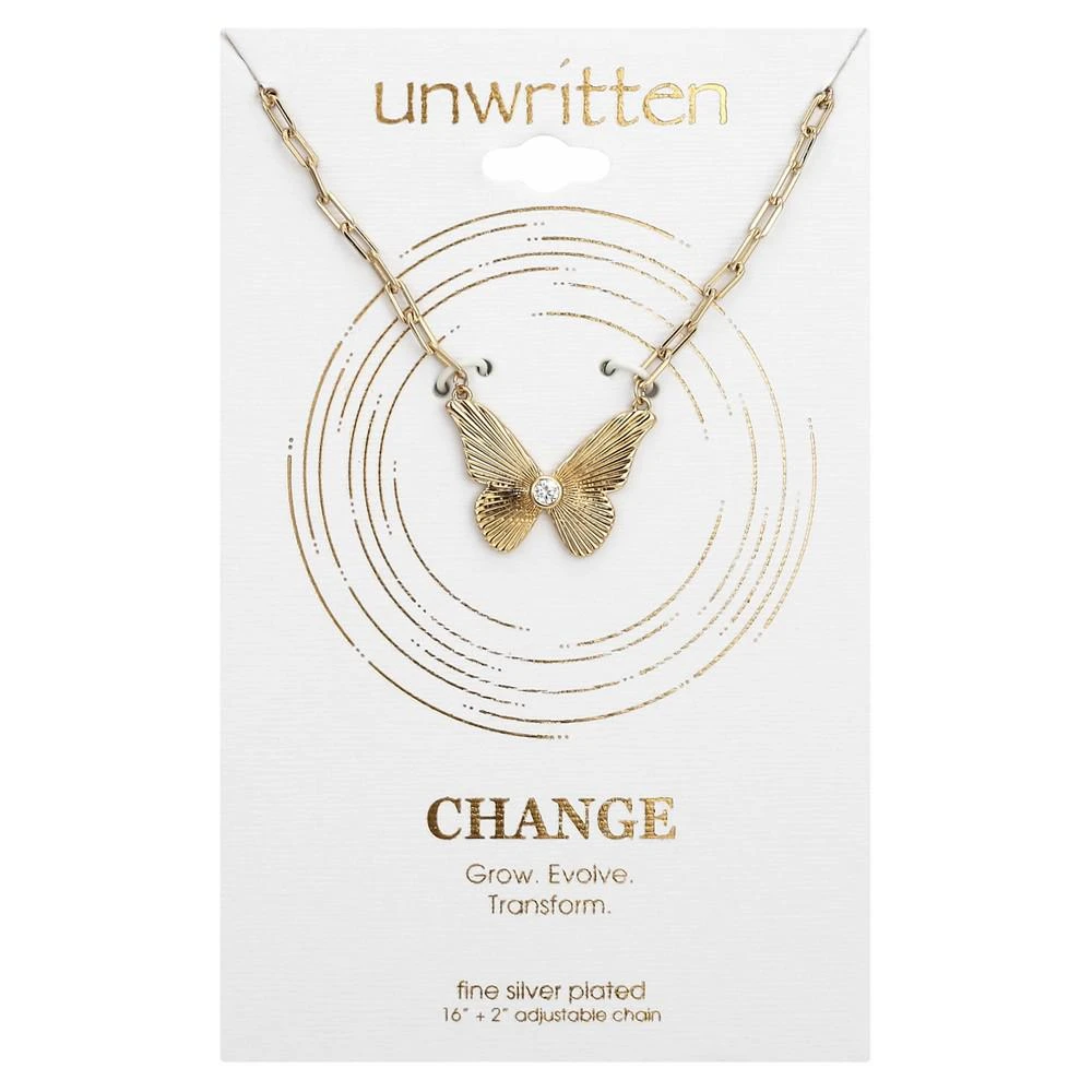 商品Unwritten|Crystal Butterfly Pendant Necklace in Gold-Flash, 16" + 2" extender,价格¥169,第2张图片详细描述